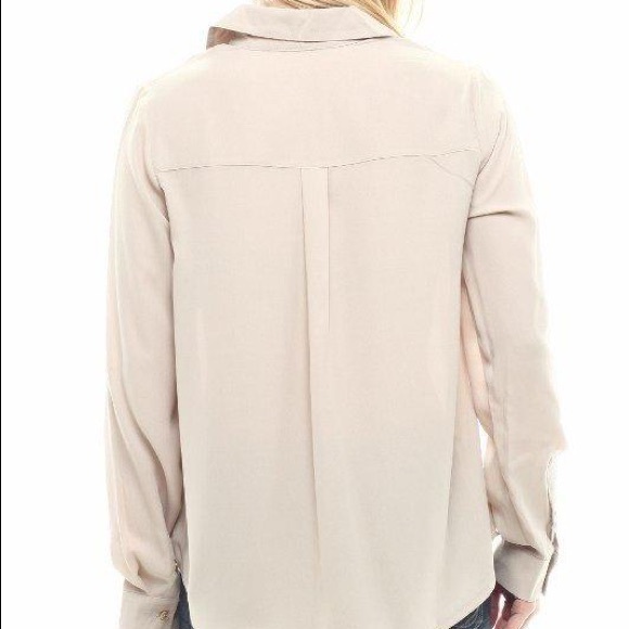SHEER V-NECK LONG SLEEVED BLOUSE TOP - Picture 2 of 3